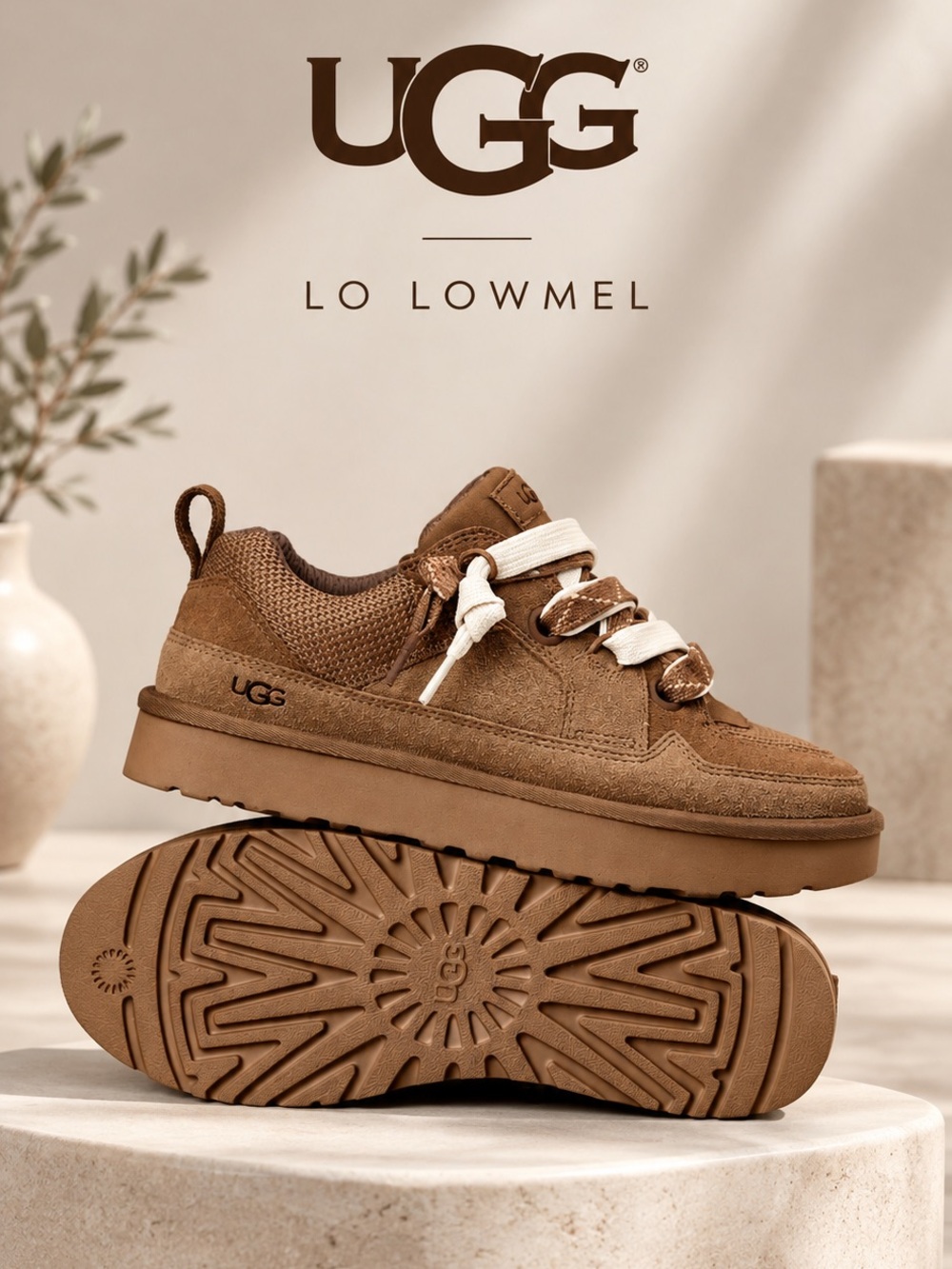 UGG Lo Lowmel Suede Sneaker in Chestnut